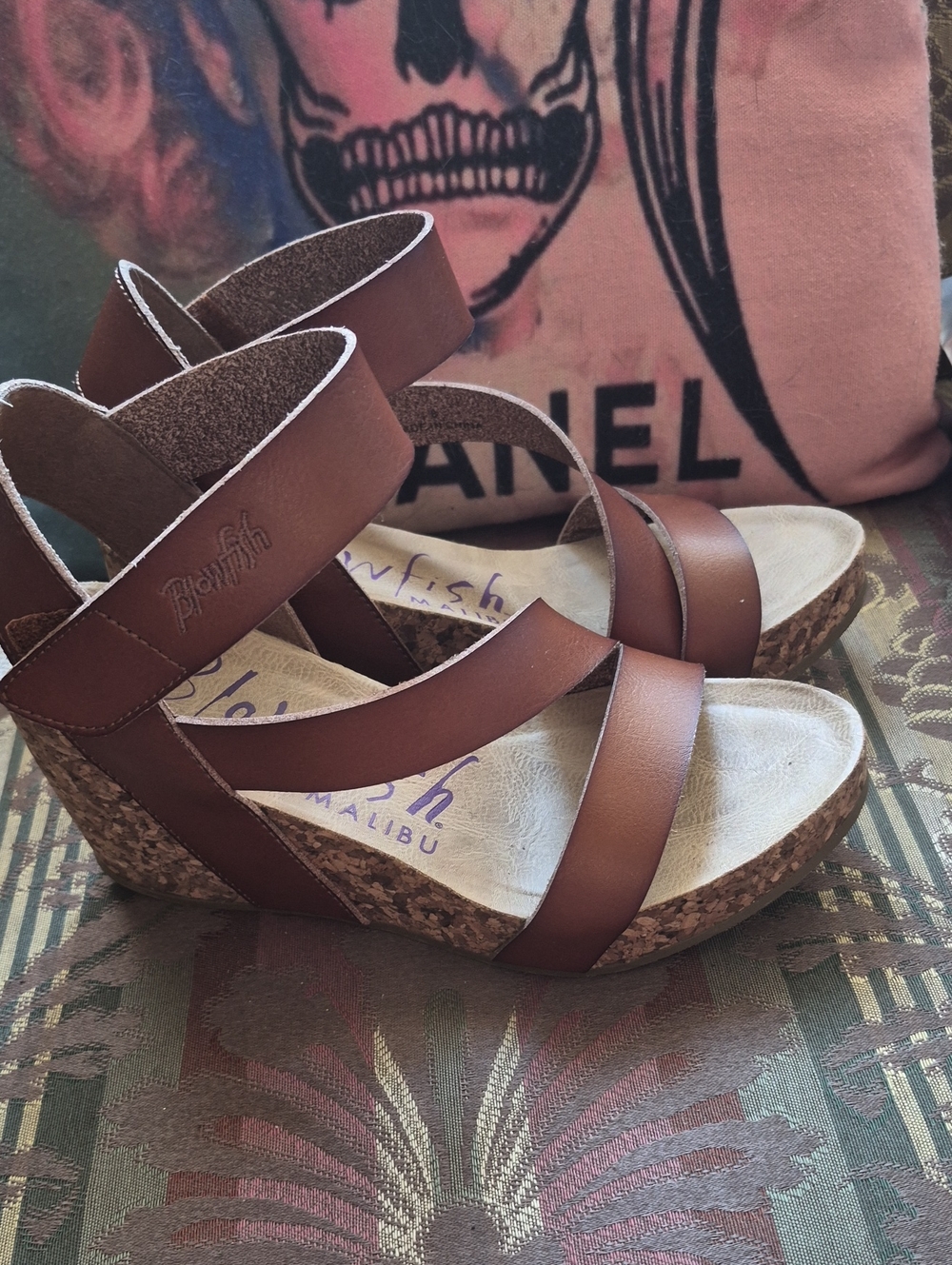 Blowfish Malibu Balla Brown Wedge Sandals US 8